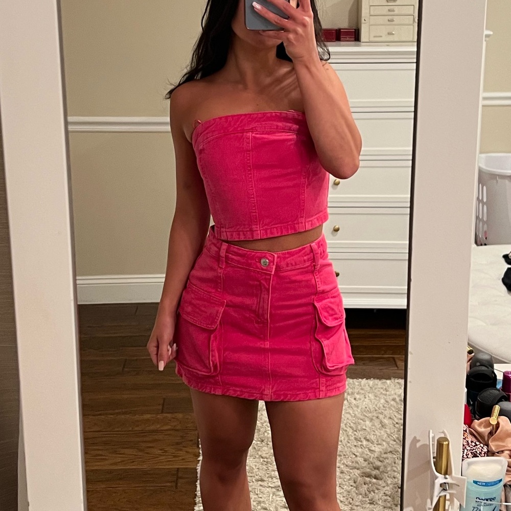 Zara - Denim Cargo Mini Skirt and Top Set